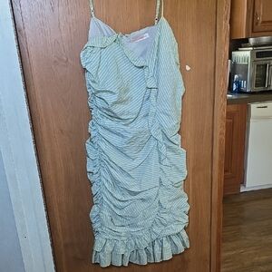 Betsey Johnson Mint Striped Ruffle Mini Dress